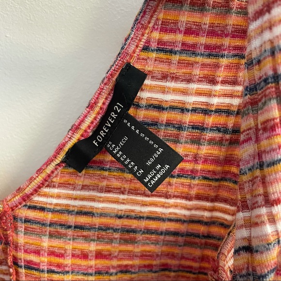 Colorful Striped Ruffle Crop Top - Picture 2 of 2